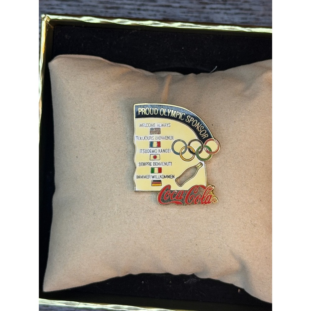 Coca-Cola Proud Olympic Sponsor Pin Multi Flag Welcome Always Enamel Lapel Pin